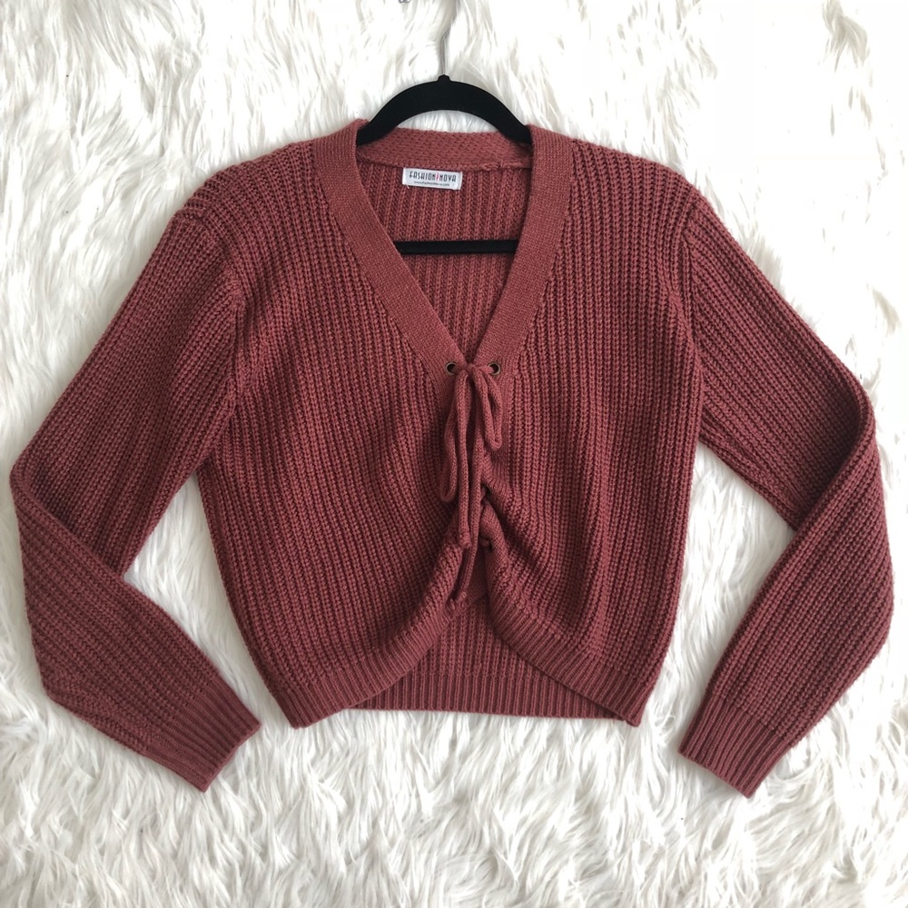 Fashion Nova Mauve Cropped Sweater